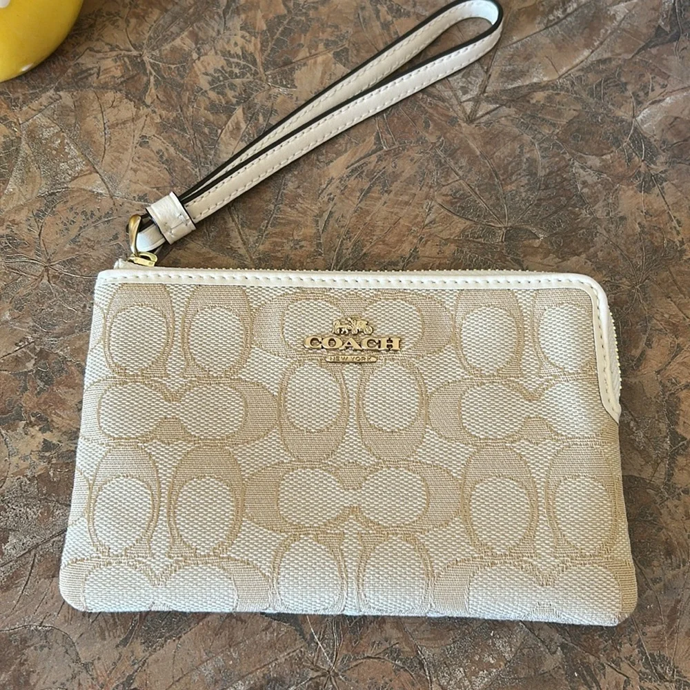Coach Beige Monogram Wristlet - Picture 2 of 11